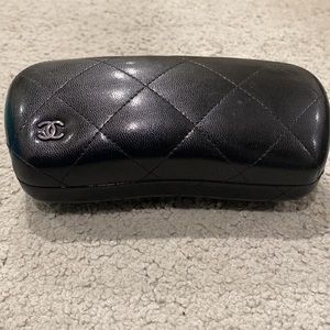 Authentic Chanel leather quilted sunglasses case